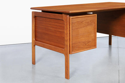 Danish Modern Floating Top Teak Desk by G.V. Møbler