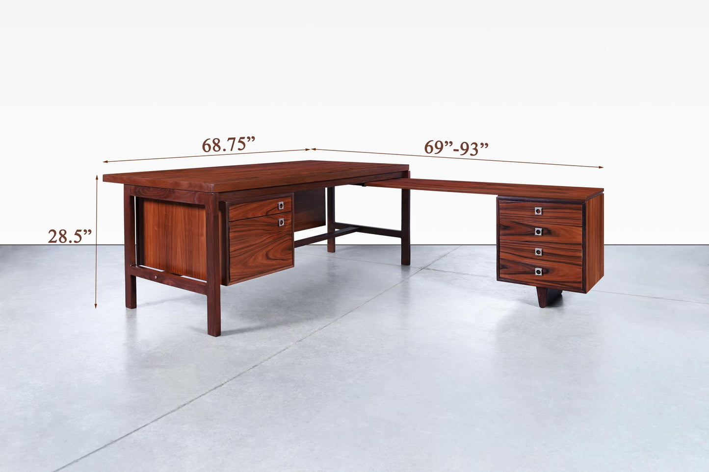 Danish Modern Rosewood L-Shaped Desk by Arne Vodder for H.P. Hansen