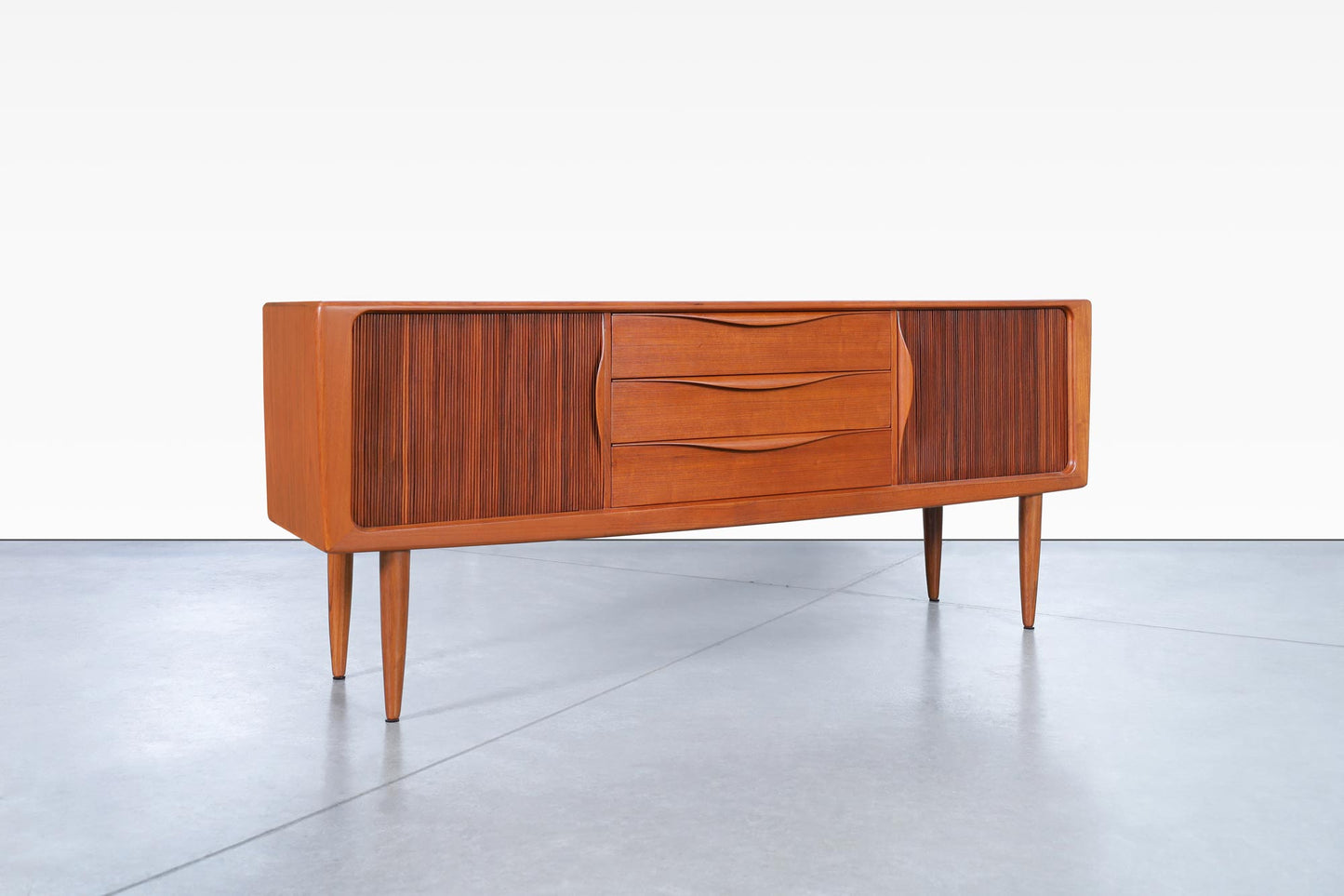 Danish Modern Teak Tambour Door Credenza