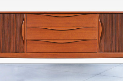 Danish Modern Teak Tambour Door Credenza