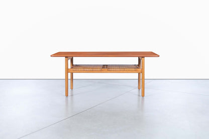 Danish Teak and Cane Coffee Table by Hans J. Wegner for Andreas Tuck