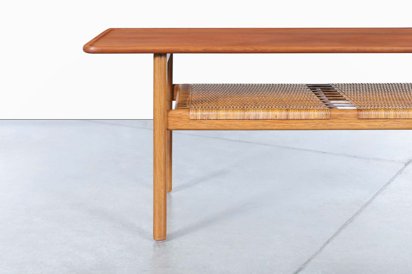 Danish Teak and Cane Coffee Table by Hans J. Wegner for Andreas Tuck