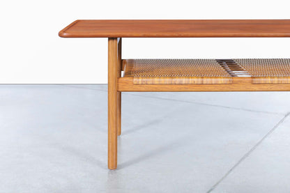 Danish Teak and Cane Coffee Table by Hans J. Wegner for Andreas Tuck