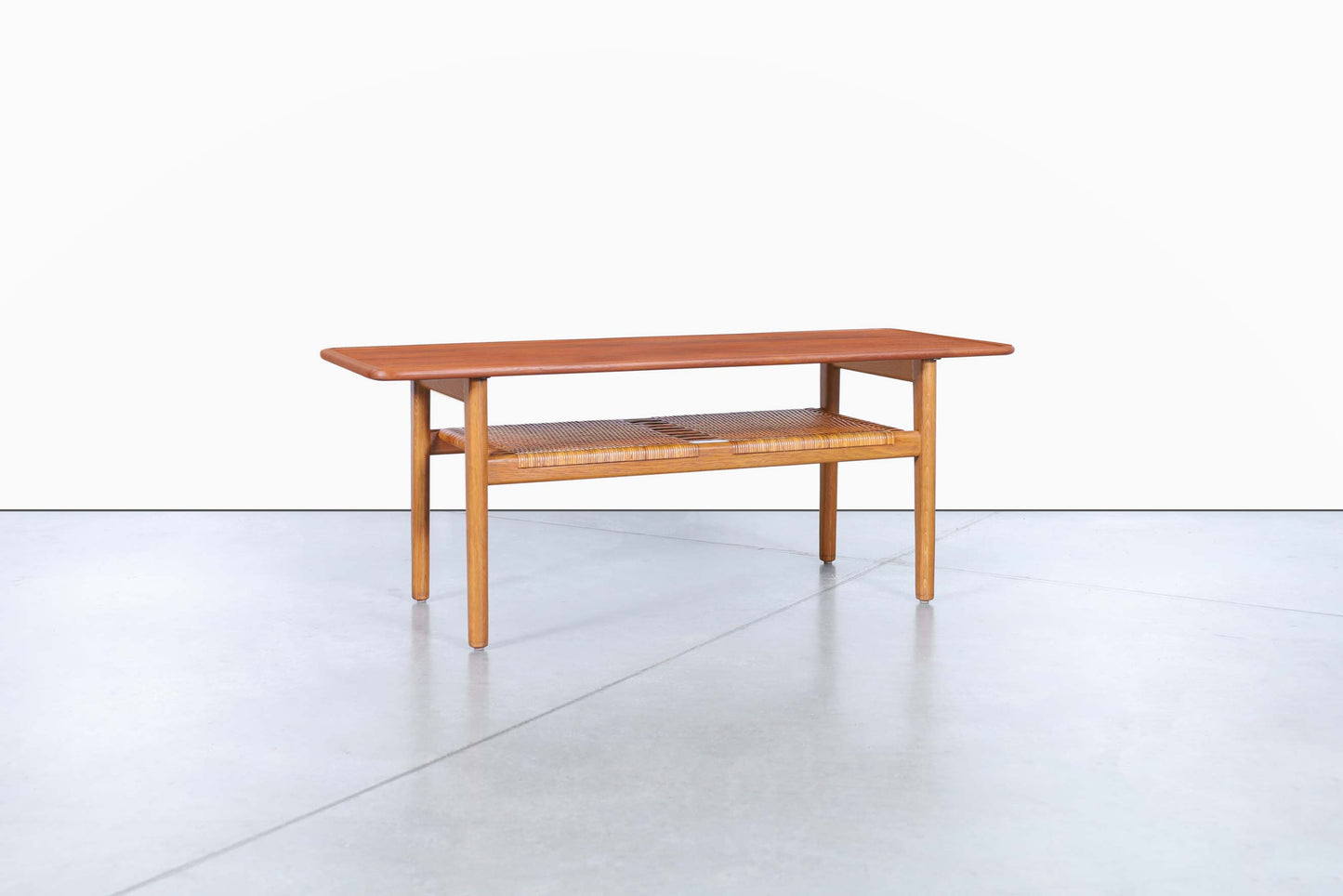 Danish Teak and Cane Coffee Table by Hans J. Wegner for Andreas Tuck