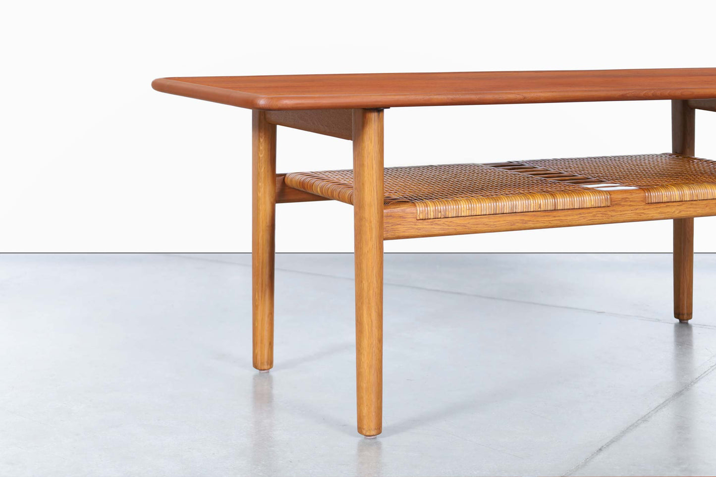 Danish Teak and Cane Coffee Table by Hans J. Wegner for Andreas Tuck