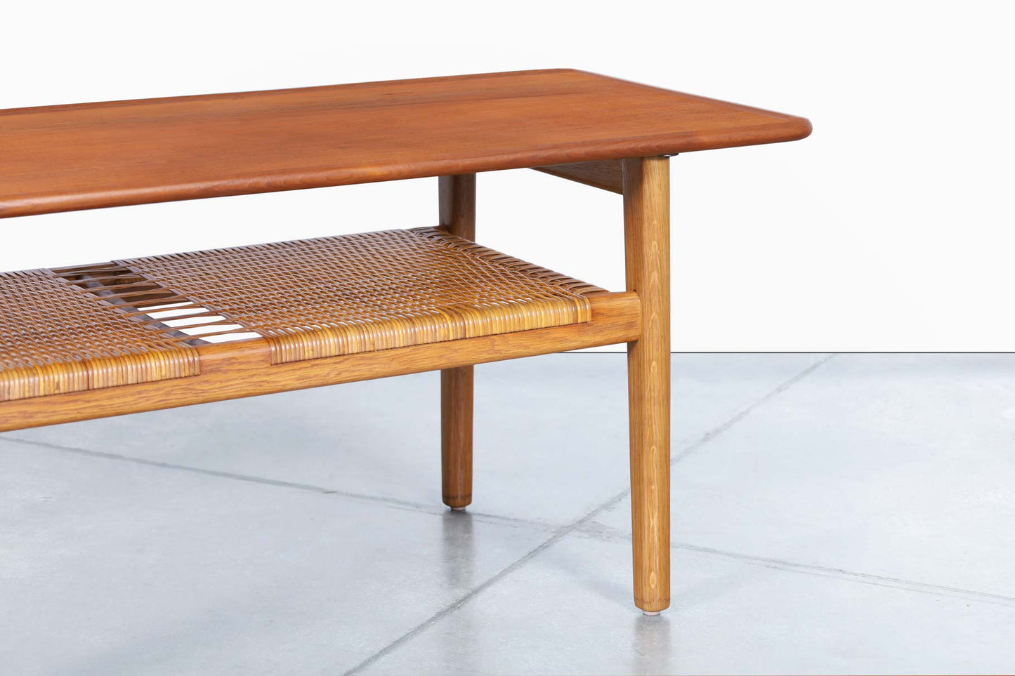 Danish Teak and Cane Coffee Table by Hans J. Wegner for Andreas Tuck