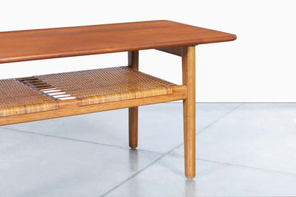 Danish Teak and Cane Coffee Table by Hans J. Wegner for Andreas Tuck