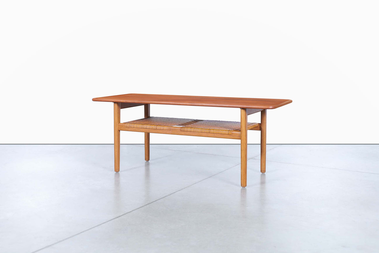 Danish Teak and Cane Coffee Table by Hans J. Wegner for Andreas Tuck