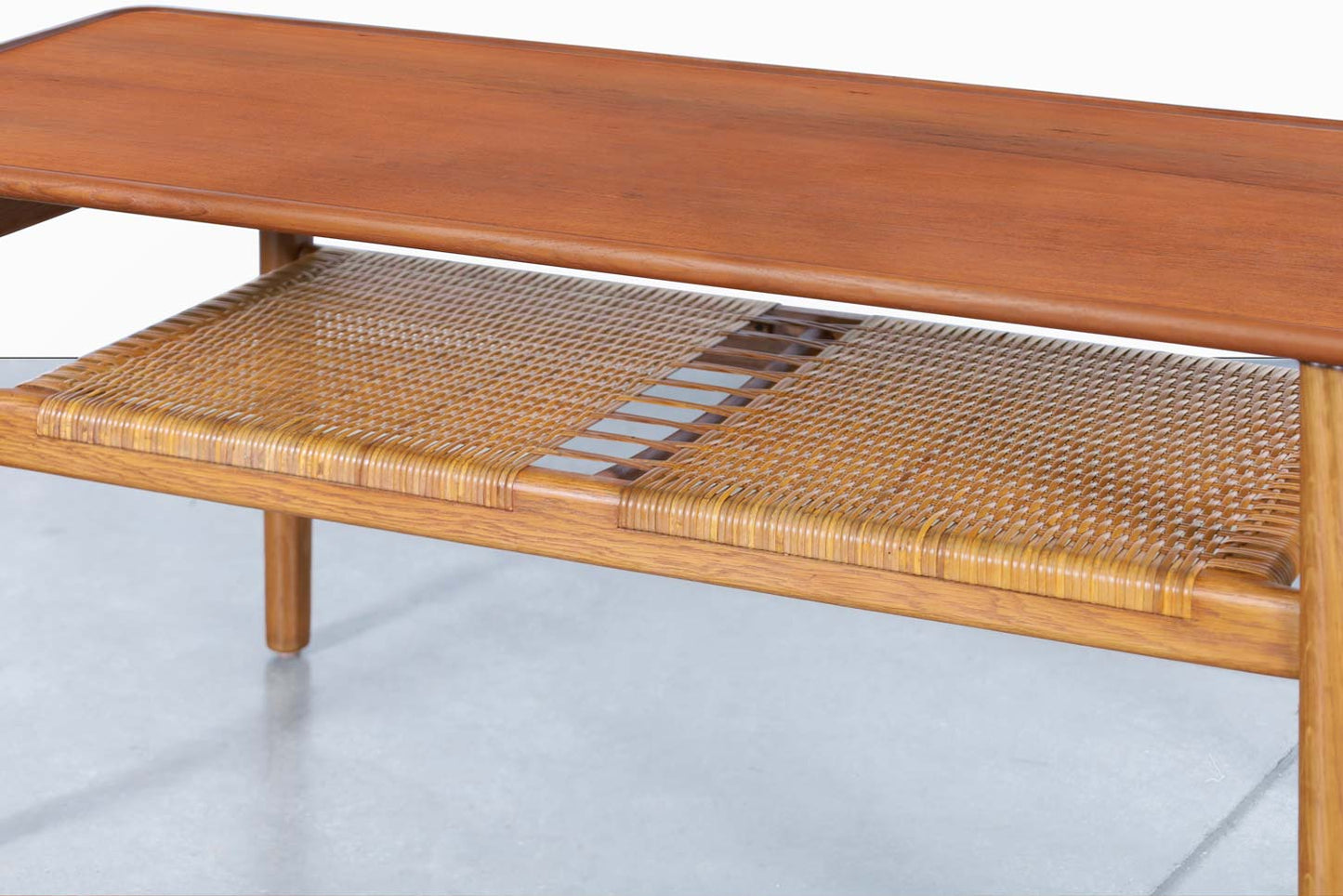 Danish Teak and Cane Coffee Table by Hans J. Wegner for Andreas Tuck