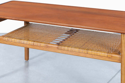 Danish Teak and Cane Coffee Table by Hans J. Wegner for Andreas Tuck