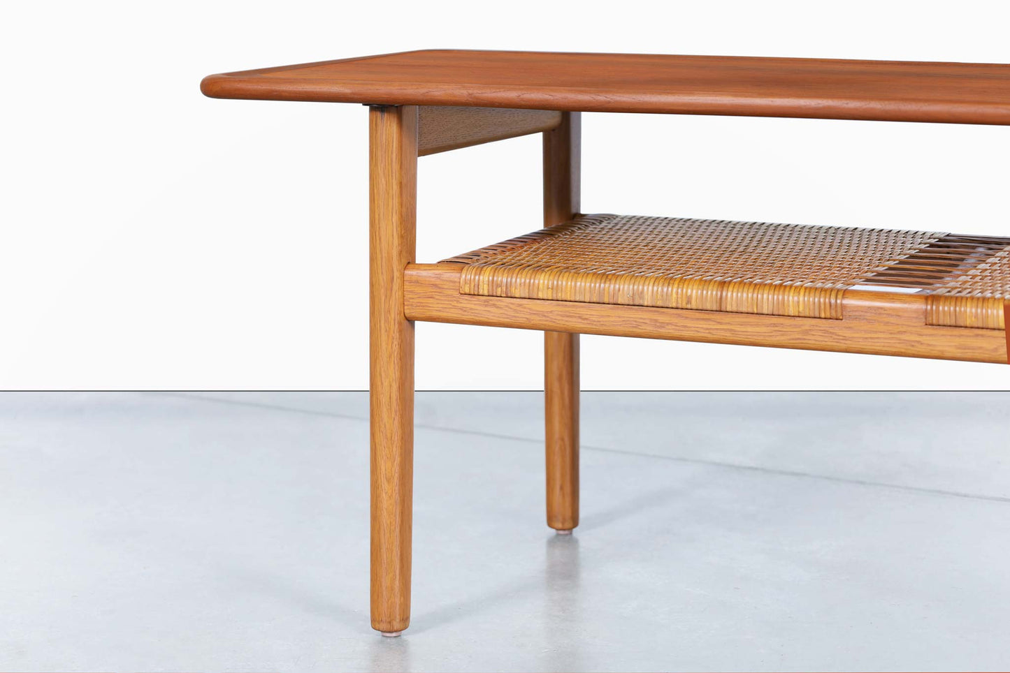 Danish Teak and Cane Coffee Table by Hans J. Wegner for Andreas Tuck