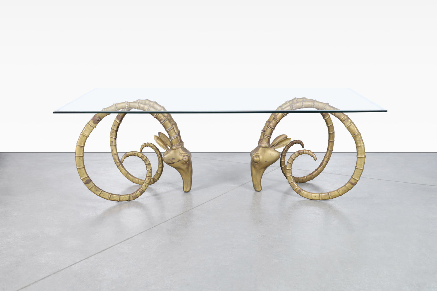 Exceptional Brass Ibex Rams Head Dining Table in the Style of Alain Chervet