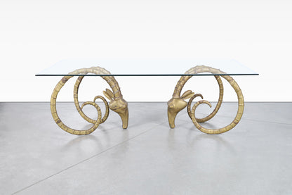 Exceptional Brass Ibex Rams Head Dining Table in the Style of Alain Chervet