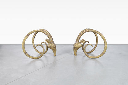 Exceptional Brass Ibex Rams Head Dining Table in the Style of Alain Chervet