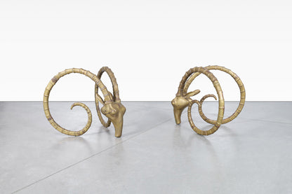 Exceptional Brass Ibex Rams Head Dining Table in the Style of Alain Chervet