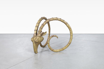 Exceptional Brass Ibex Rams Head Dining Table in the Style of Alain Chervet