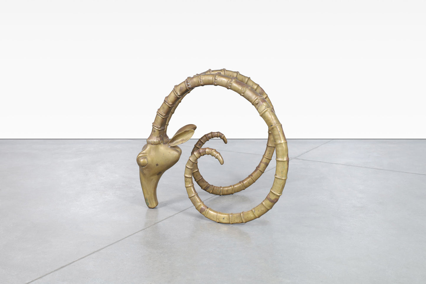 Exceptional Brass Ibex Rams Head Dining Table in the Style of Alain Chervet
