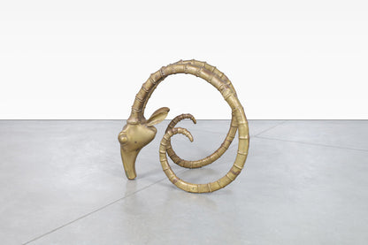 Exceptional Brass Ibex Rams Head Dining Table in the Style of Alain Chervet