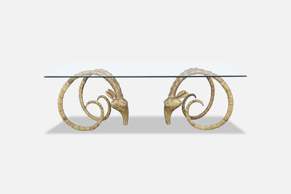 Exceptional Brass Ibex Rams Head Dining Table in the Style of Alain Chervet
