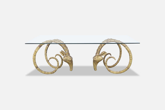 Exceptional Brass Ibex Rams Head Dining Table in the Style of Alain Chervet