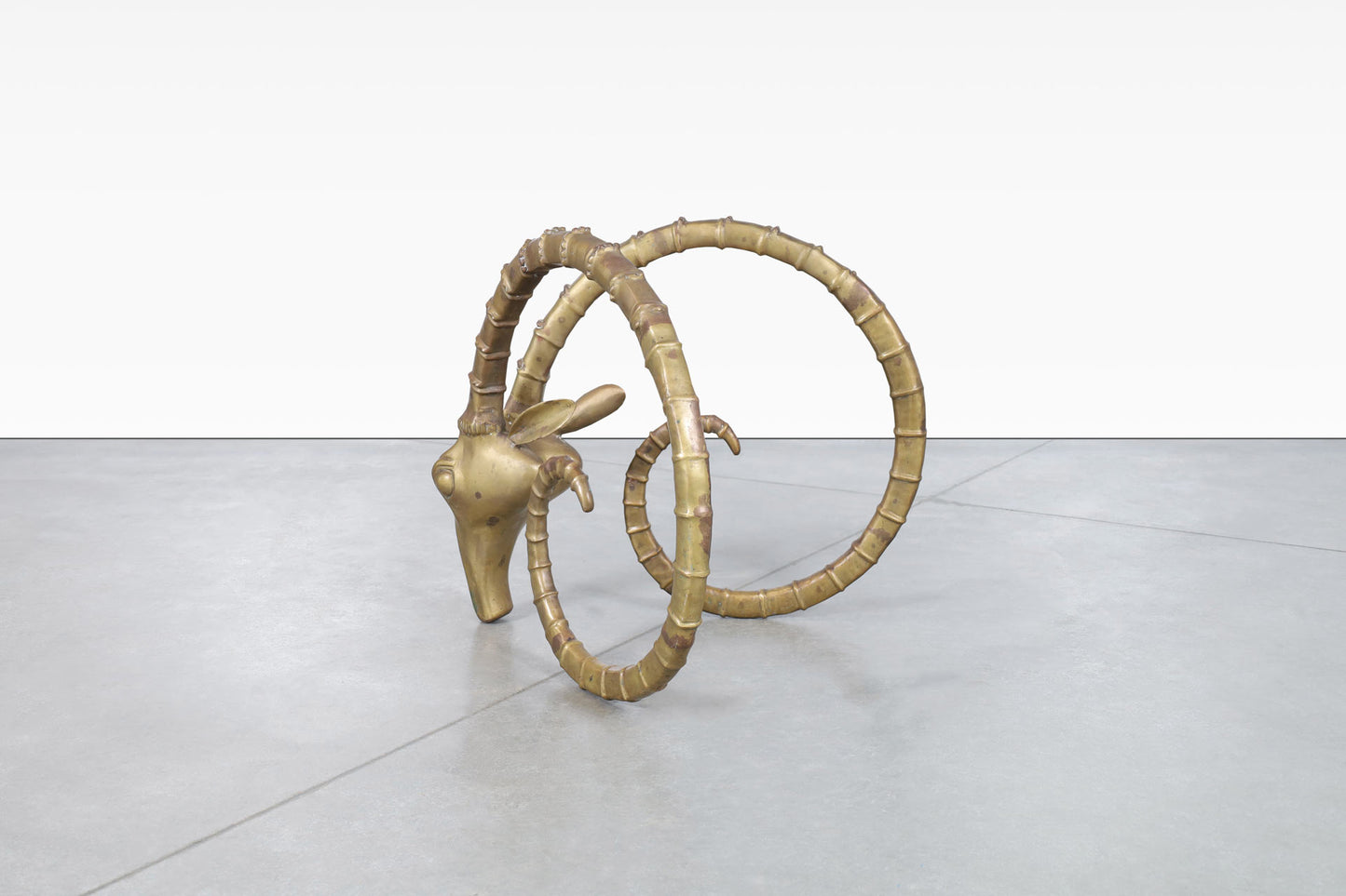 Exceptional Brass Ibex Rams Head Dining Table in the Style of Alain Chervet