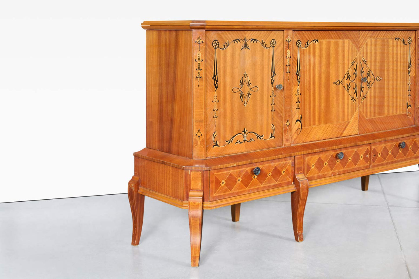 Romanian Art Deco Sideboard with Exotic Wood Inlay