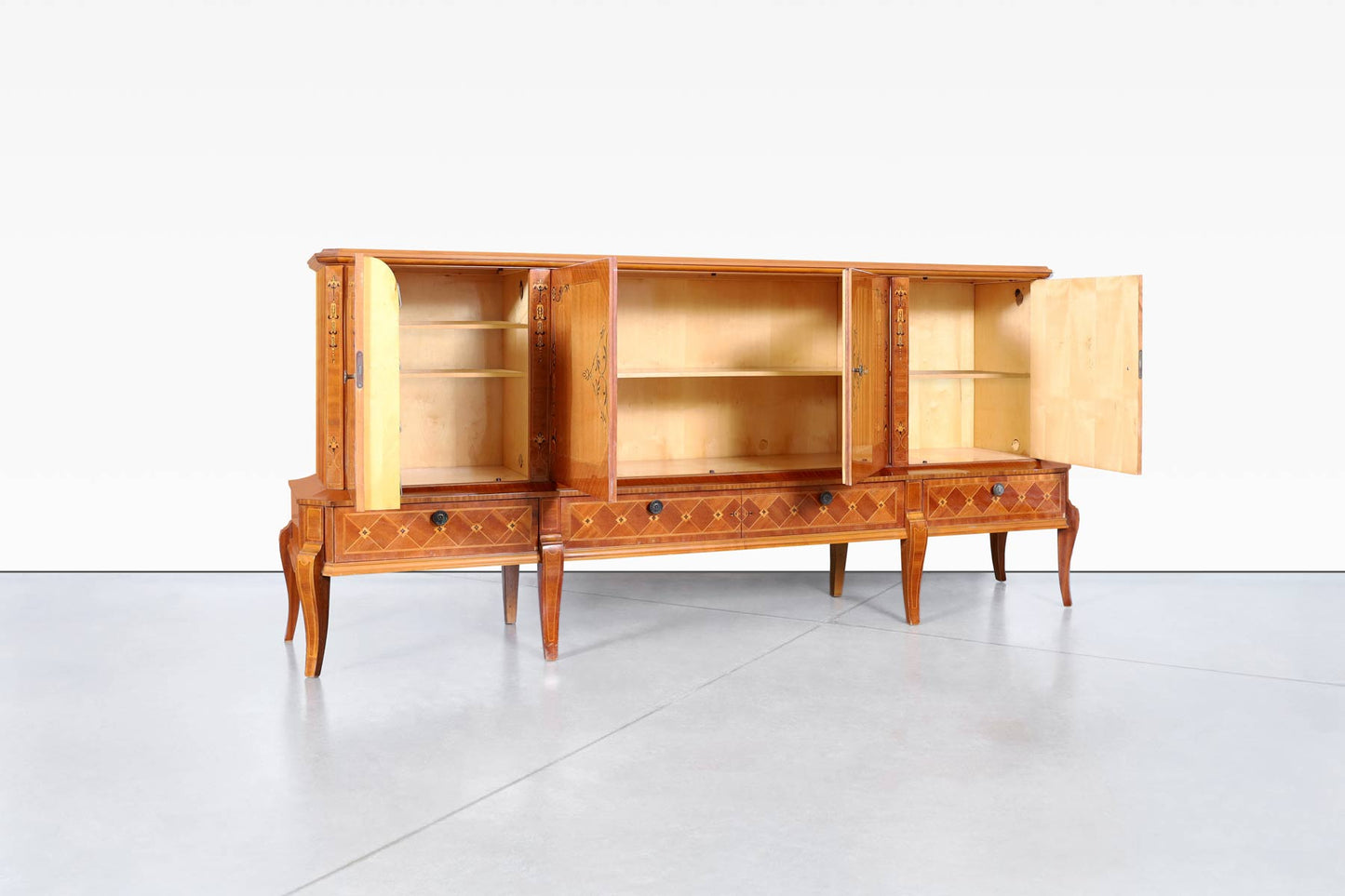 Romanian Art Deco Sideboard with Exotic Wood Inlay