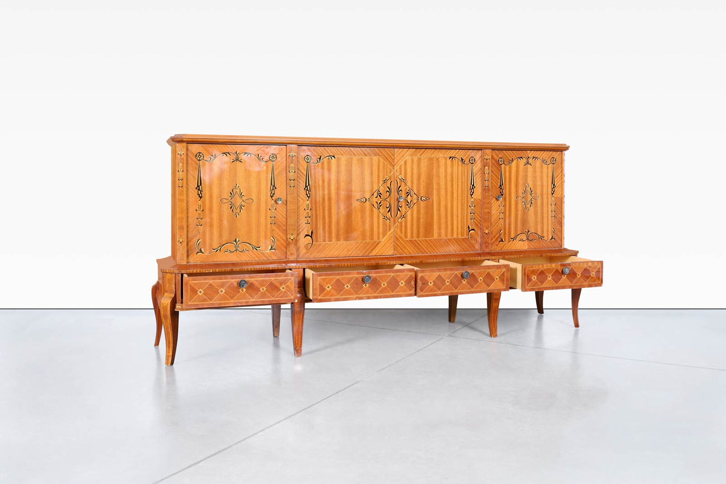 Romanian Art Deco Sideboard with Exotic Wood Inlay