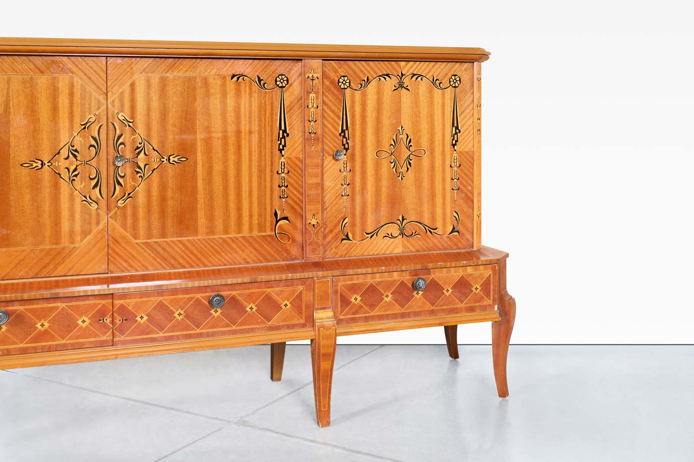 Romanian Art Deco Sideboard with Exotic Wood Inlay