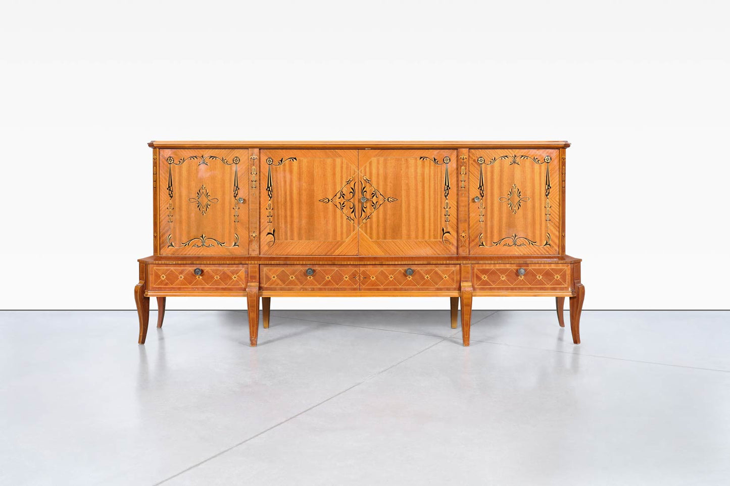 Romanian Art Deco Sideboard with Exotic Wood Inlay