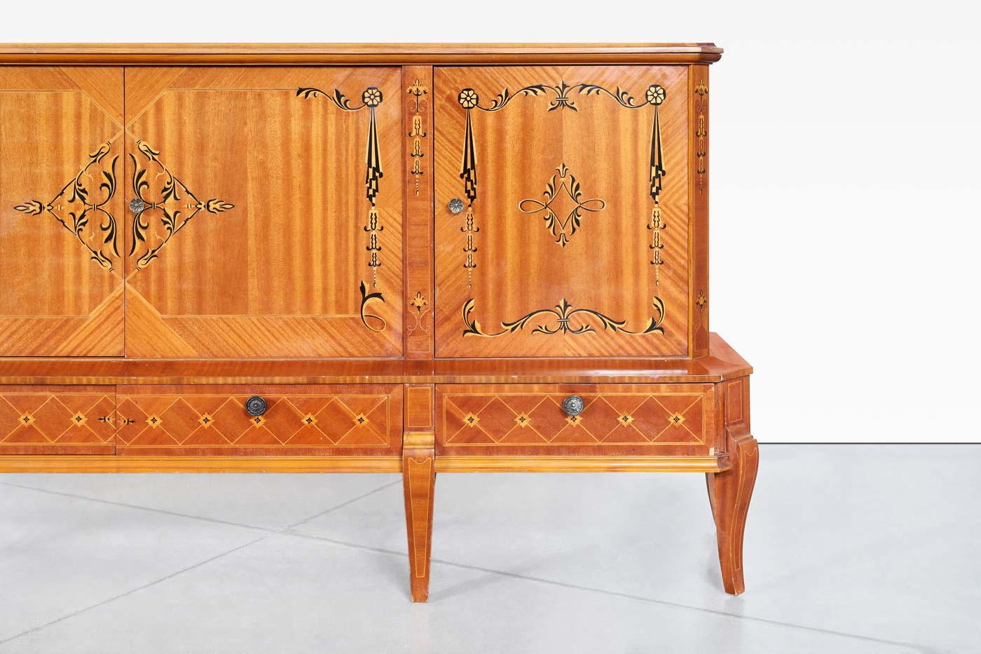 Romanian Art Deco Sideboard with Exotic Wood Inlay