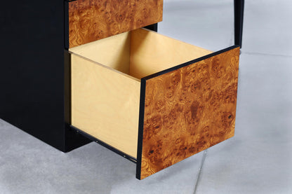 Italian Burl Wood and Black Lacquer Desk by Oscar Dell'Arredamento