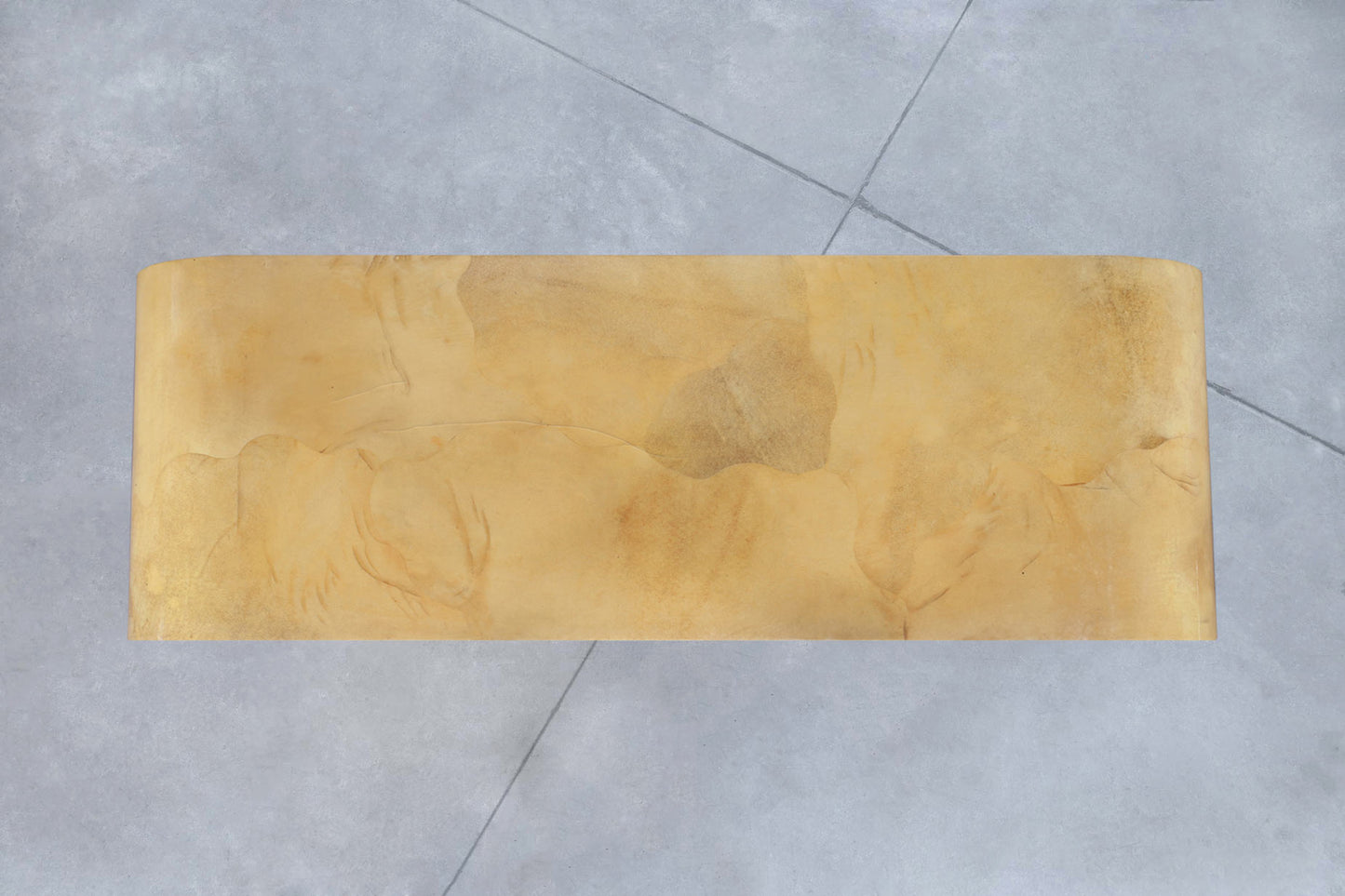 Italian Goatskin Parchment “Waterfall” Console Table Attributed to Aldo Tura