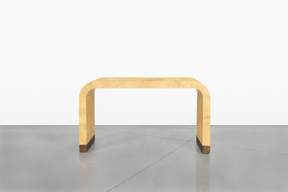 Italian Goatskin Parchment “Waterfall” Console Table Attributed to Aldo Tura