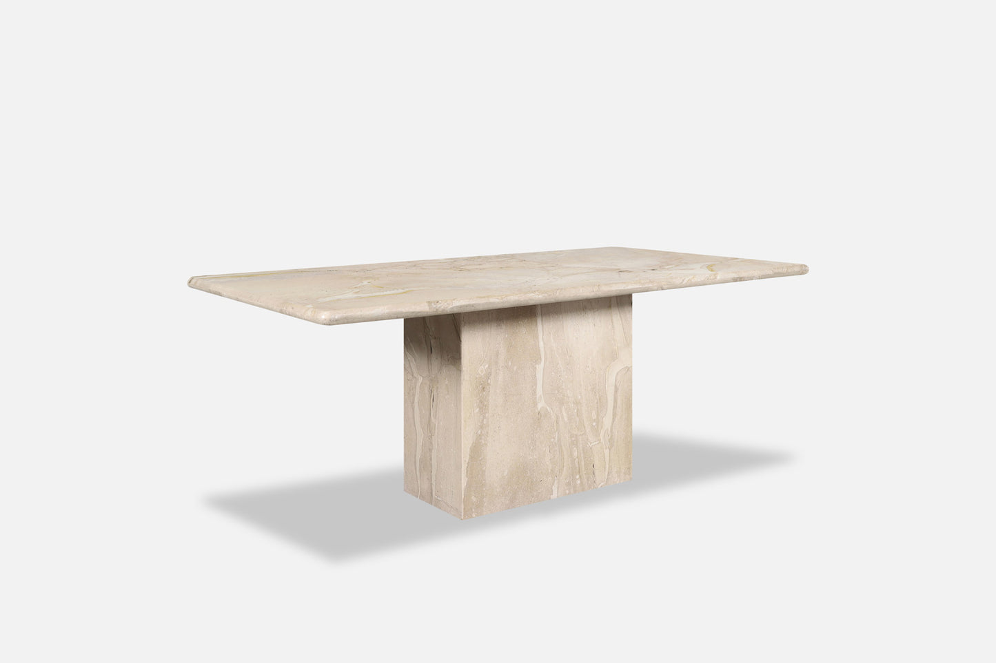 Italian Modern Breccia Oniciata Marble Dining Table with Bullnose Edge