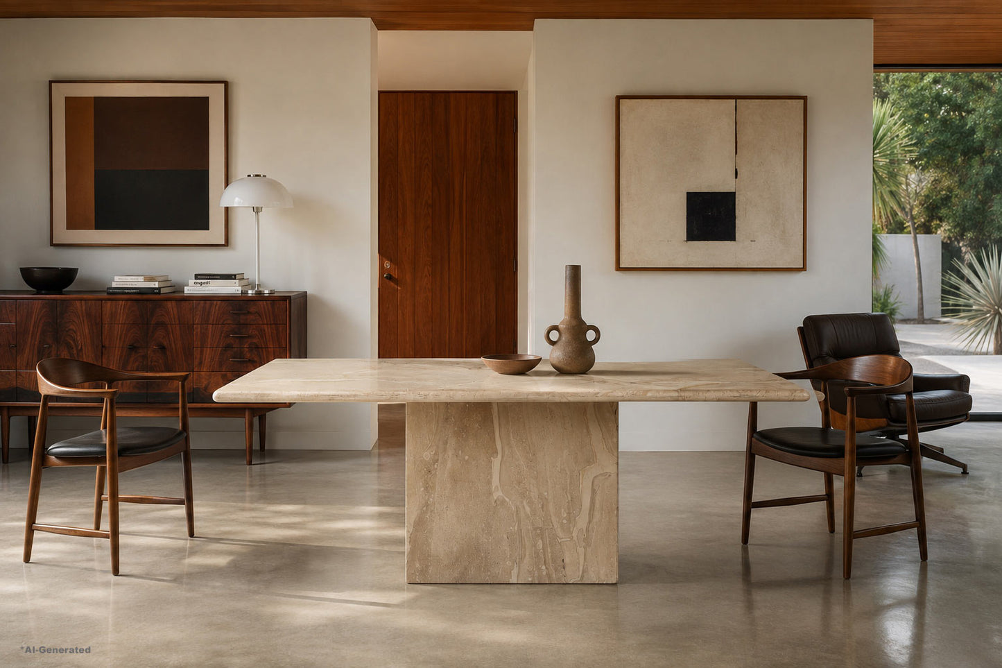 Italian Modern Breccia Oniciata Marble Dining Table with Bullnose Edge