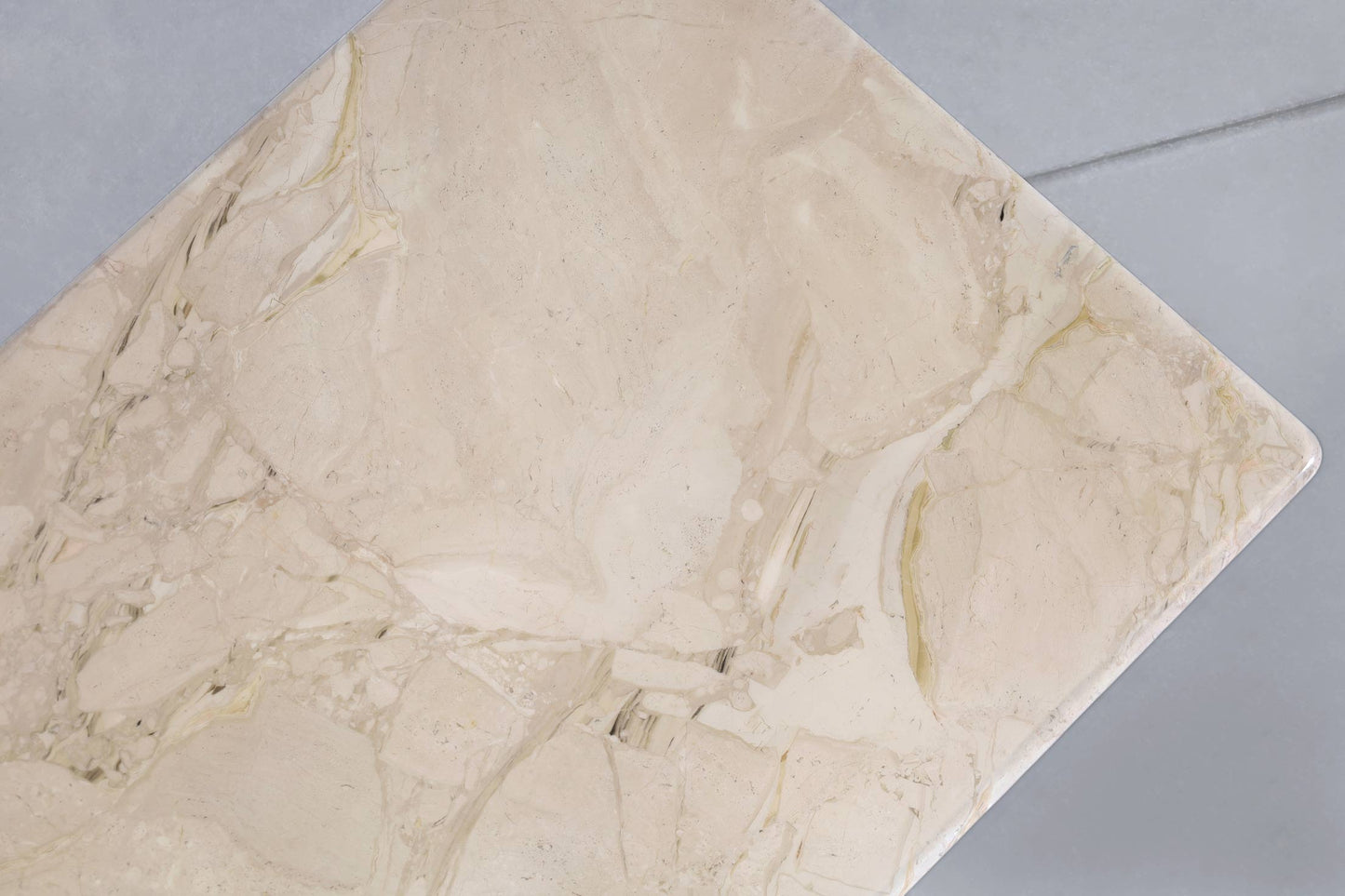 Italian Modern Breccia Oniciata Marble Dining Table with Bullnose Edge