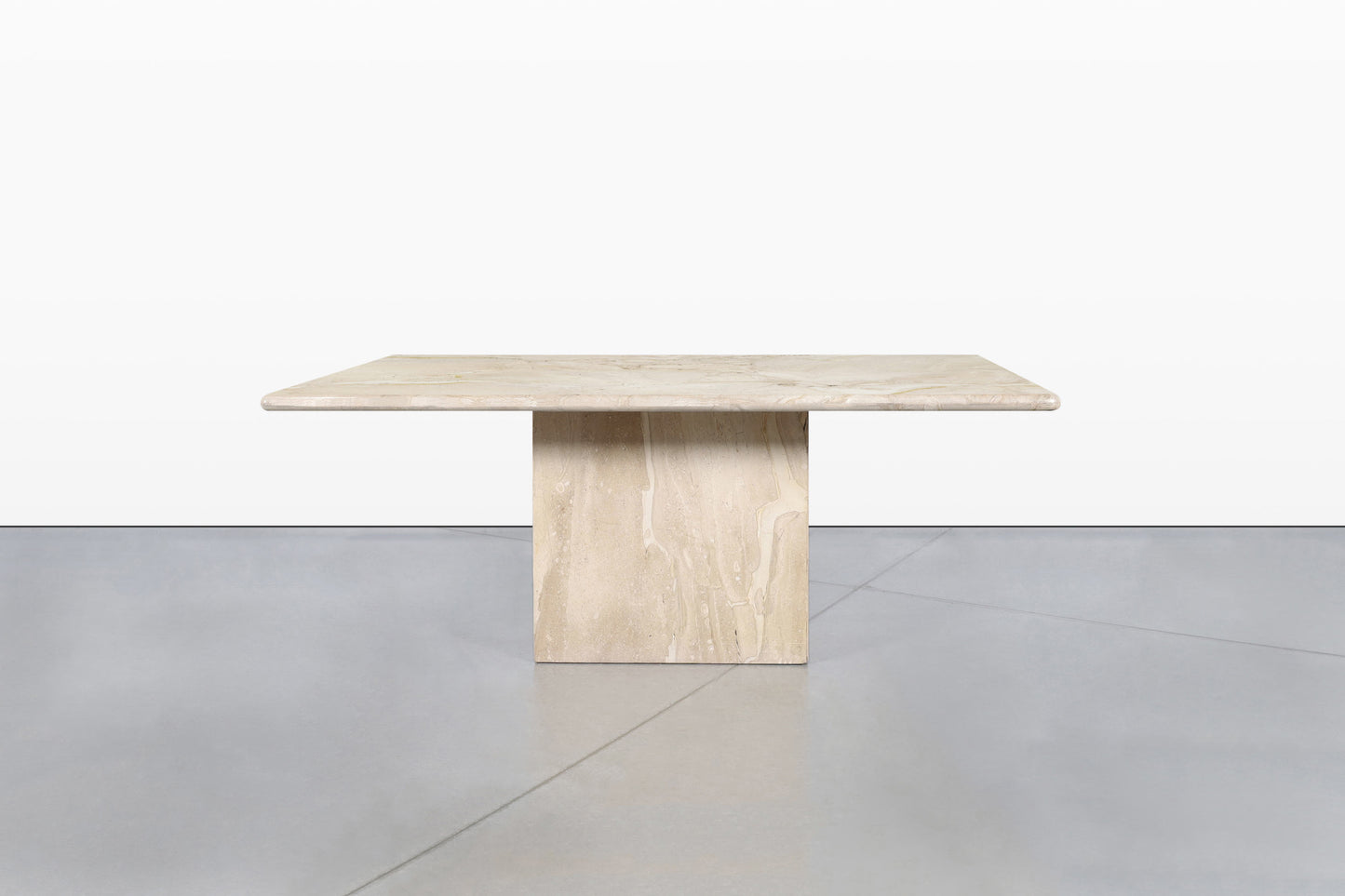 Italian Modern Breccia Oniciata Marble Dining Table with Bullnose Edge