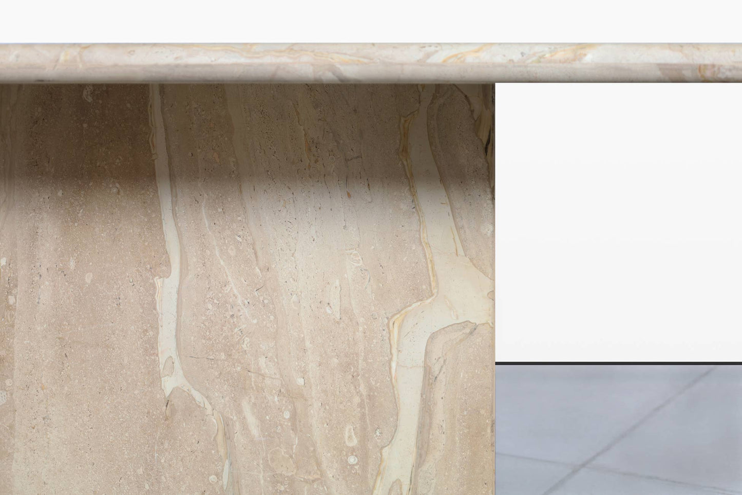 Italian Modern Breccia Oniciata Marble Dining Table with Bullnose Edge
