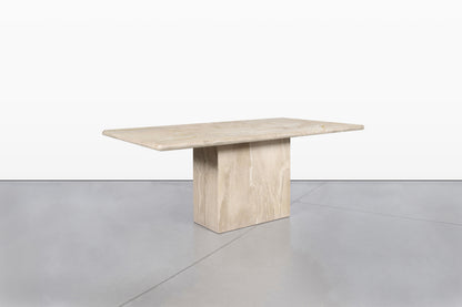 Italian Modern Breccia Oniciata Marble Dining Table with Bullnose Edge