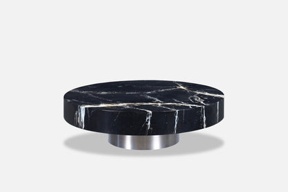 Italian Modern Round Faux Marble and Steel Coffee Table by Willy Rizzo