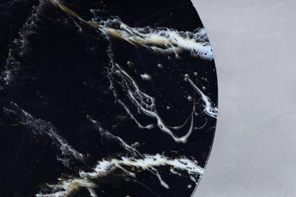 Italian Modern Round Faux Marble and Steel Coffee Table by Willy Rizzo