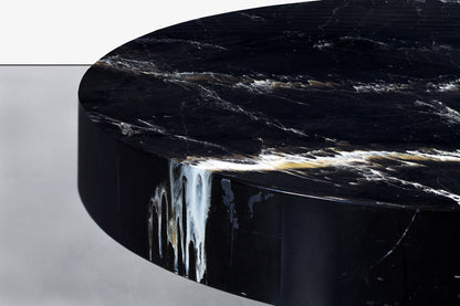 Italian Modern Round Faux Marble and Steel Coffee Table by Willy Rizzo