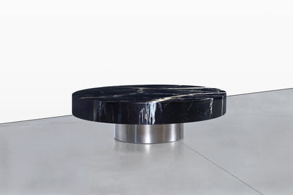 Italian Modern Round Faux Marble and Steel Coffee Table by Willy Rizzo