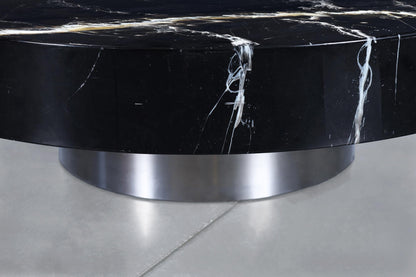 Italian Modern Round Faux Marble and Steel Coffee Table by Willy Rizzo