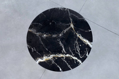 Italian Modern Round Faux Marble and Steel Coffee Table by Willy Rizzo