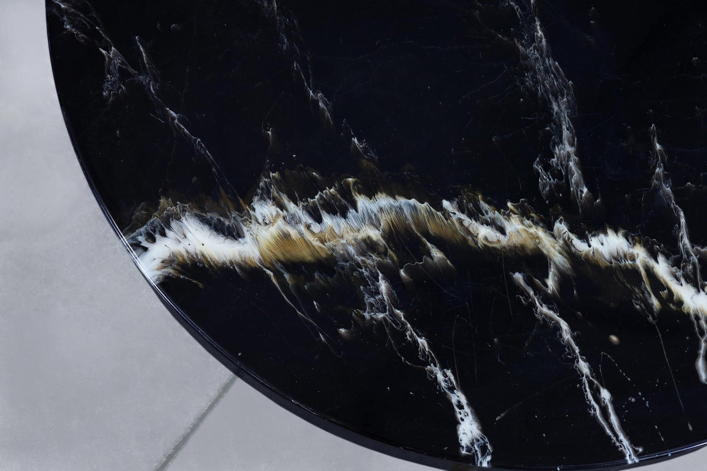 Italian Modern Round Faux Marble and Steel Coffee Table by Willy Rizzo