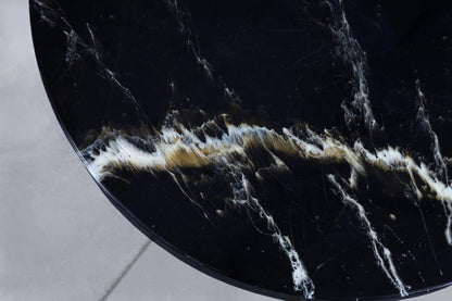 Italian Modern Round Faux Marble and Steel Coffee Table by Willy Rizzo