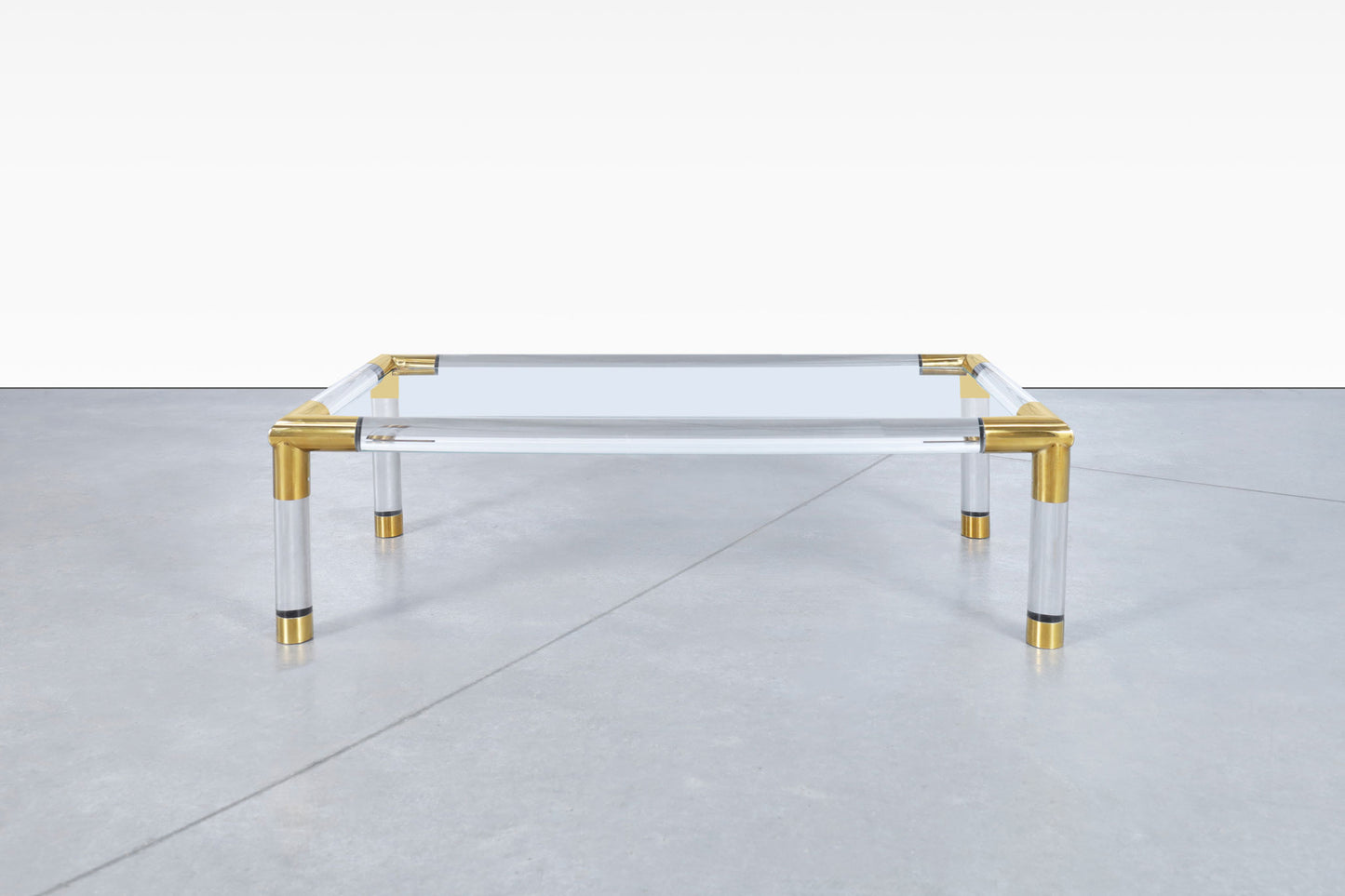 Italian Modernist Brass and Lucite Coffee Table