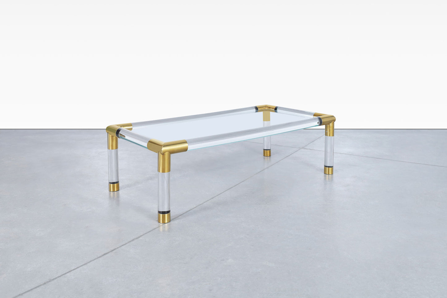 Italian Modernist Brass and Lucite Coffee Table